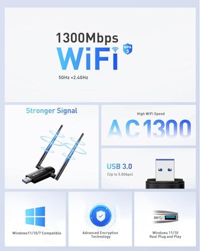 Wireless USB WiFi Adapter for PC - Nineplus 1300Mbps - Image 3